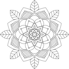 Easy Mandala coloring book simple and basic for beginners, seniors and children. Set of Mehndi flower pattern for Henna drawing and tattoo. Decoration in ethnic oriental, Indian style.