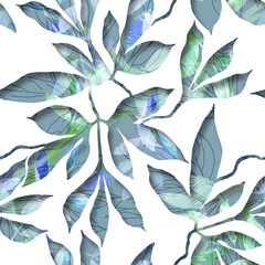 Leaves Seamless Pattern. Hand Drawn Background.