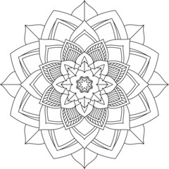 Easy Mandala coloring book simple and basic for beginners, seniors and children. Set of Mehndi flower pattern for Henna drawing and tattoo. Decoration in ethnic oriental, Indian style.