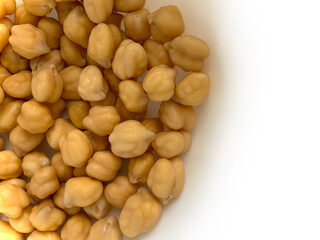 Garbanzo beans or pois chiche or chickpea spread on an isolated white background
