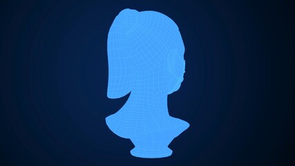 Covid 19 Mask With Mannequin Wireframe Glowing 3D Rendering
