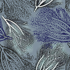 Seamless Pattern with Winter Branches. Artistic Background. Hand Drawn Illustration.