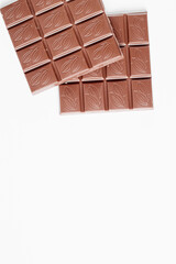 close up a chocolate bar isolated on white background