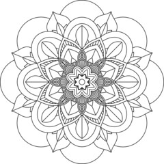 Easy Mandala coloring book simple and basic for beginners, seniors and children. Set of Mehndi flower pattern for Henna drawing and tattoo. Decoration in ethnic oriental, Indian style.