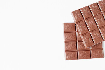 close up a chocolate bar isolated on white background
