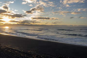 Khalaktyrsky beach with volcanic sand, Kamchatka Peninsula, Russia