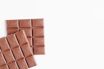 close up a chocolate bar isolated on white background