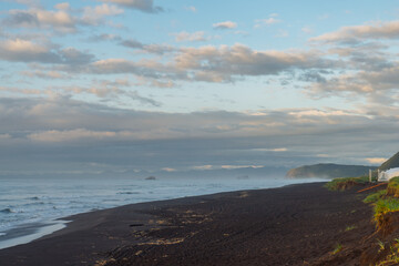 Khalaktyrsky beach with volcanic sand, Kamchatka Peninsula, Russia