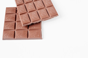 close up a chocolate bar isolated on white background