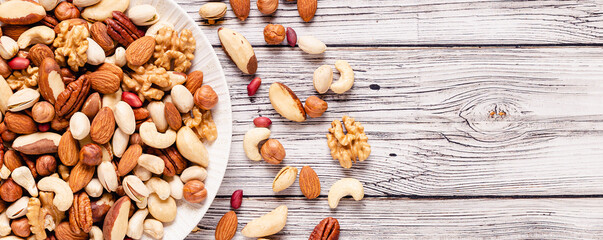 Various nuts on a plate