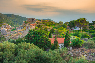 Fototapeta na wymiar The abandoned fortress of Kastro in Skiathos island, Sporades, Greece.