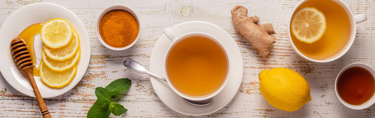 Green tea with lemon and honey, Immunity boosting and cold remedies.