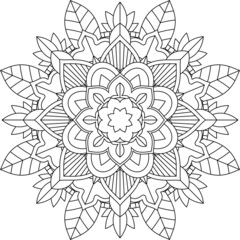 Easy Mandala coloring book simple and basic for beginners, seniors and children. Set of Mehndi flower pattern for Henna drawing and tattoo. Decoration in ethnic oriental, Indian style.