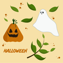Halloween pumpkin and ghost set © Angelika