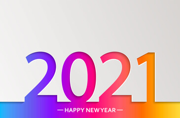 Happy 2021 new year, bright greetig card in paper style for your seasonal holidays flyers, invitations cards and christmas themed congratulations, leaflets and banners. Ox year. Vector illustration.