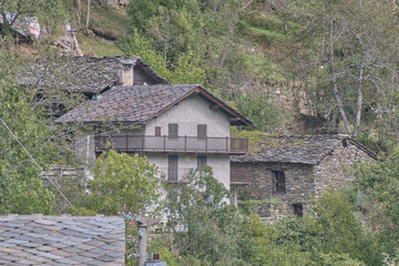 Fototapeta na wymiar The little town of Grand Rosier, Valle D'Aosta, italy