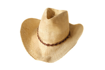 Summer straw hat isolated on white background. Men's hat.