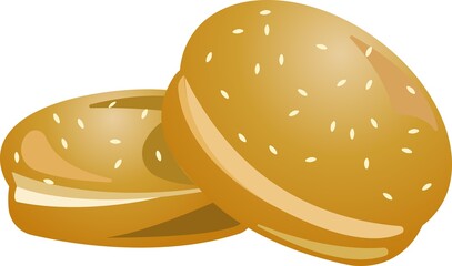 Two sesame seed burger buns.