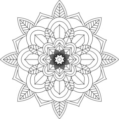 Easy Mandala coloring book simple and basic for beginners, seniors and children. Set of Mehndi flower pattern for Henna drawing and tattoo. Decoration in ethnic oriental, Indian style.