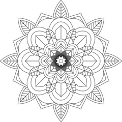 Easy Mandala coloring book simple and basic for beginners, seniors and children. Set of Mehndi flower pattern for Henna drawing and tattoo. Decoration in ethnic oriental, Indian style.