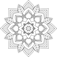 Easy Mandala coloring book simple and basic for beginners, seniors and children. Set of Mehndi flower pattern for Henna drawing and tattoo. Decoration in ethnic oriental, Indian style.