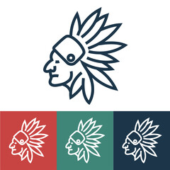 Linear vector icon with native American