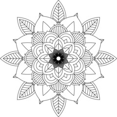Easy Mandala coloring book simple and basic for beginners, seniors and children. Set of Mehndi flower pattern for Henna drawing and tattoo. Decoration in ethnic oriental, Indian style.