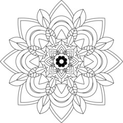Easy Mandala coloring book simple and basic for beginners, seniors and children. Set of Mehndi flower pattern for Henna drawing and tattoo. Decoration in ethnic oriental, Indian style.