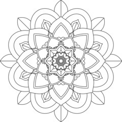 Easy Mandala coloring book simple and basic for beginners, seniors and children. Set of Mehndi flower pattern for Henna drawing and tattoo. Decoration in ethnic oriental, Indian style.