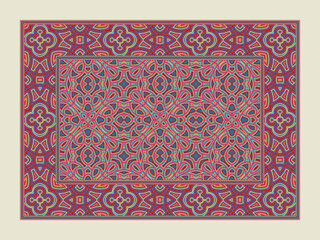 Asian traditional carpet. Colorful tribal ornament. Decorative iraqi rug.