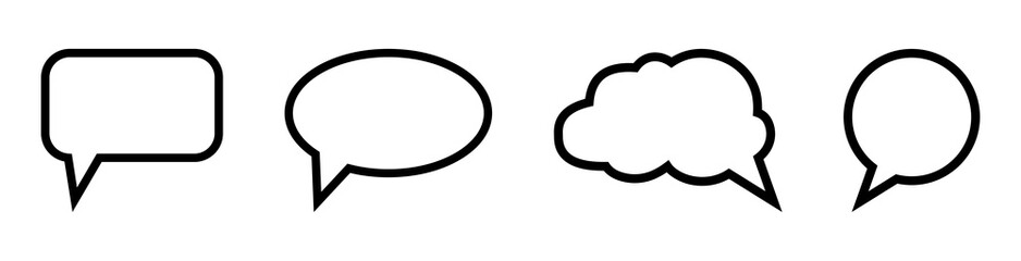 Speech bubble line icons design.Speech bubbles for apps and websites.Think sticker, comment speech and talk bubble icons on white background.Vector illustration