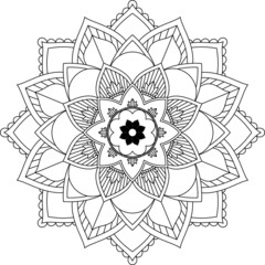 Easy Mandala coloring book simple and basic for beginners, seniors and children. Set of Mehndi flower pattern for Henna drawing and tattoo. Decoration in ethnic oriental, Indian style.