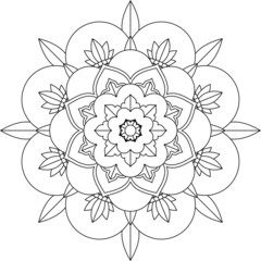 Easy Mandala coloring book simple and basic for beginners, seniors and children. Set of Mehndi flower pattern for Henna drawing and tattoo. Decoration in ethnic oriental, Indian style.