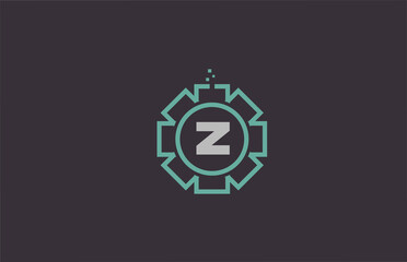 Z flower alphabet letter logo icon in green color. Creative geometric abstract design for business and company