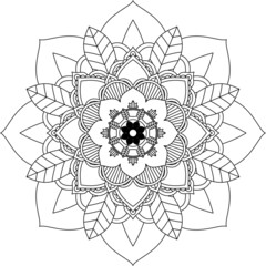 Easy Mandala coloring book simple and basic for beginners, seniors and children. Set of Mehndi flower pattern for Henna drawing and tattoo. Decoration in ethnic oriental, Indian style.
