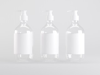 Bottles Mockup on Grey Background 3D Illustration 