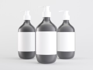  Cosmetic Bottles Mockup on Grey Background 3D Illustration 
