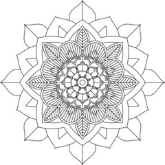 Easy Mandala coloring book simple and basic for beginners, seniors and children. Set of Mehndi flower pattern for Henna drawing and tattoo. Decoration in ethnic oriental, Indian style.