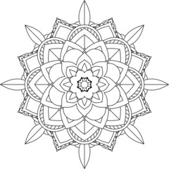 Easy Mandala coloring book simple and basic for beginners, seniors and children. Set of Mehndi flower pattern for Henna drawing and tattoo. Decoration in ethnic oriental, Indian style.