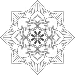 Easy Mandala coloring book simple and basic for beginners, seniors and children. Set of Mehndi flower pattern for Henna drawing and tattoo. Decoration in ethnic oriental, Indian style.