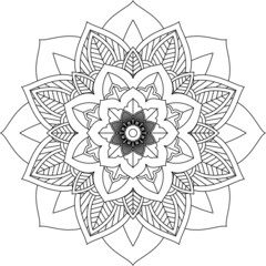 Easy Mandala coloring book simple and basic for beginners, seniors and children. Set of Mehndi flower pattern for Henna drawing and tattoo. Decoration in ethnic oriental, Indian style.