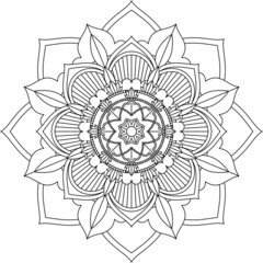 Easy Mandala coloring book simple and basic for beginners, seniors and children. Set of Mehndi flower pattern for Henna drawing and tattoo. Decoration in ethnic oriental, Indian style.