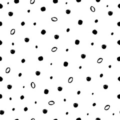 Dot doodle seamless pattern, handdrawn vector illustration.