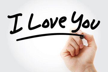 I Love You text with marker, concept background