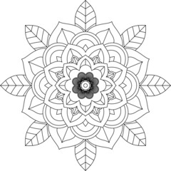Easy Mandala coloring book simple and basic for beginners, seniors and children. Set of Mehndi flower pattern for Henna drawing and tattoo. Decoration in ethnic oriental, Indian style.