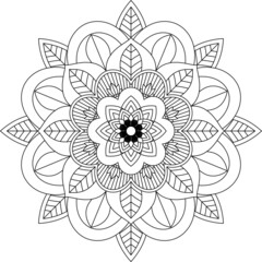 Easy Mandala coloring book simple and basic for beginners, seniors and children. Set of Mehndi flower pattern for Henna drawing and tattoo. Decoration in ethnic oriental, Indian style.