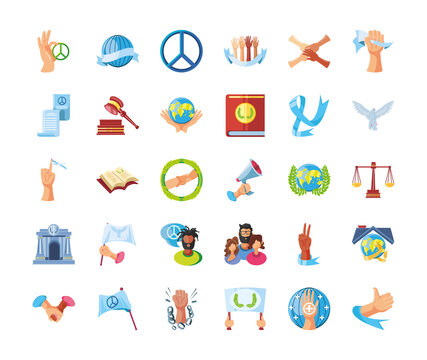 international human rights, global awareness campaign and unity icons detailed