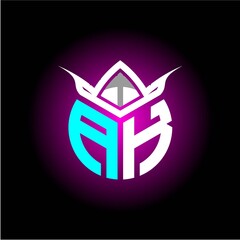 Initial minimalist A K Monogram logo letter with halloween edition mask vector image, for game profiles, invitations, letters, etc.