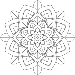 Easy Mandala coloring book simple and basic for beginners, seniors and children. Set of Mehndi flower pattern for Henna drawing and tattoo. Decoration in ethnic oriental, Indian style.