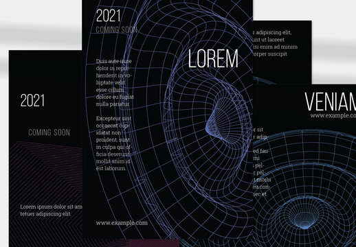 Flyer Layout with Gradient Blend Wavy Shapes on Black